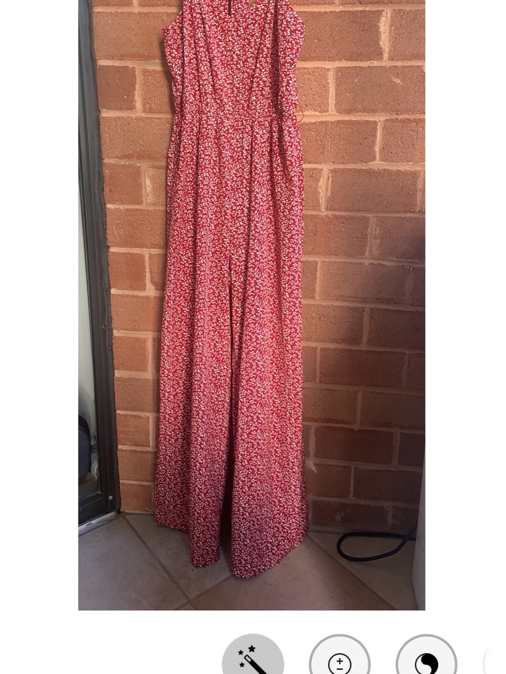 Red Floral Jumpsuit with Spaghetti Straps